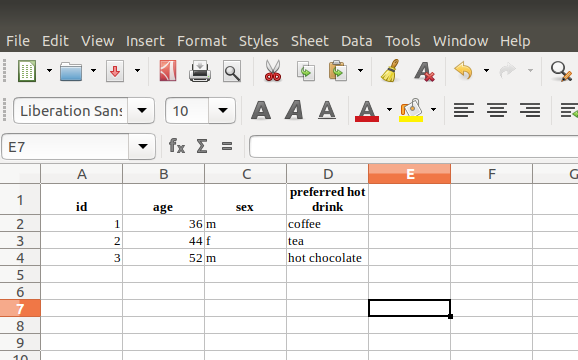 Data entry in a spreadsheet programme
